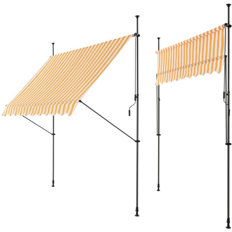 Helloshop26 - Store banne téléscopique acier polyester 250 x 120 x 200-300 cm jaune blanc