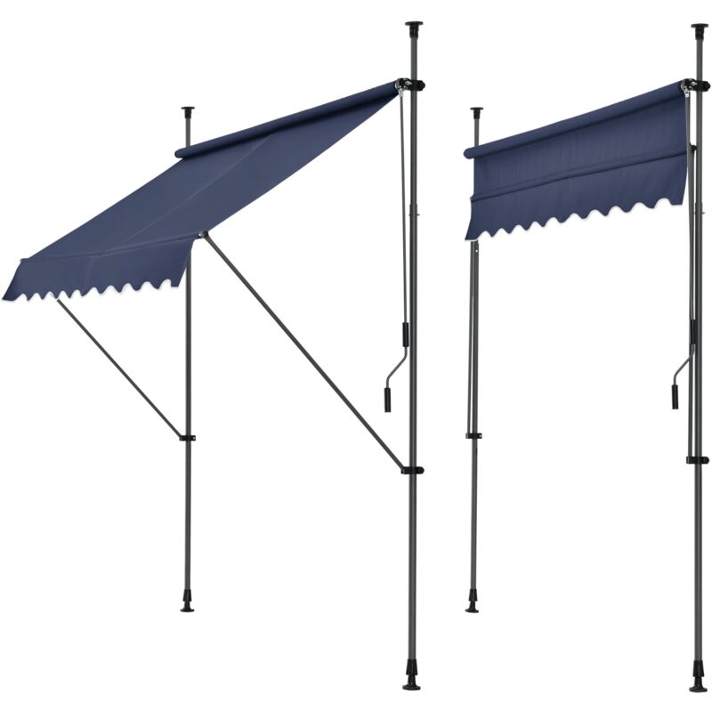 Helloshop26 - Store banne téléscopique acier polyester 300 x 120 x 200-300 cm bleu foncé