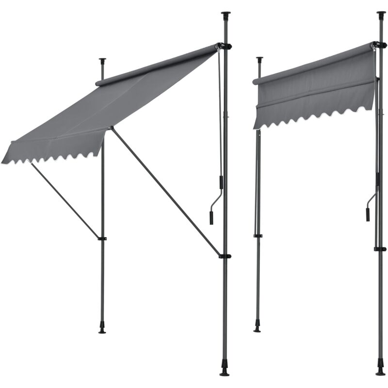 Helloshop26 - Store banne téléscopique acier polyester 400 x 120 x 200-300 cm gris ardoise