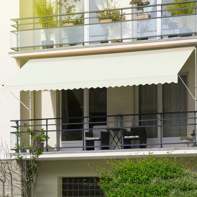 Store banne terrasse patio auvent à pince rétractable 300x120 cm beige ML-Design