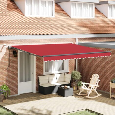 Store banne-Tissu de auvent avec Rouge 400x300 cm Polyester