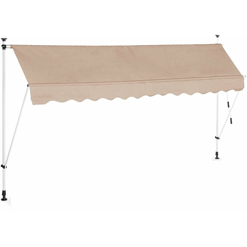 Helloshop26 - Store banne télescopique de balcon manivelle hauteur réglable résistant uv polyester acier 350 x 120 cm beige