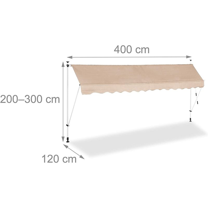 Helloshop26 - Store banne télescopique de balcon manivelle hauteur réglable résistant uv polyester acier 400 x 120 cm beige - Beige