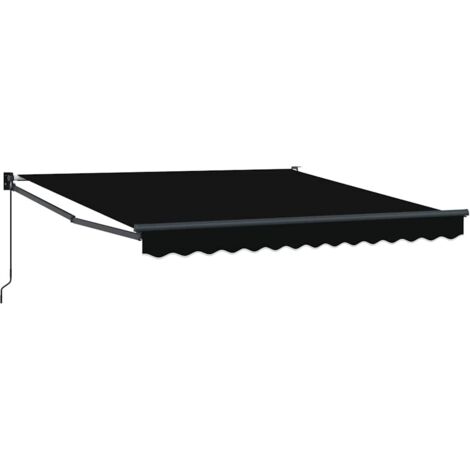 Store banne，Auvent rétractable manuel noir 350x250 cm