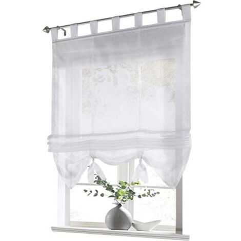 Store bateau 1 pièce avec passants, rideaux, cuisine, transparent, store à passants, rideaux, voile moderne (blanc, LxH 60 x 155 cm)