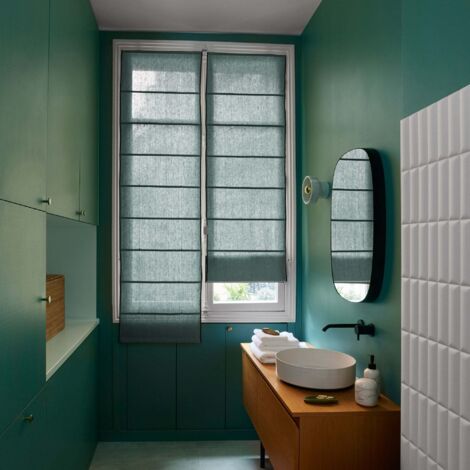Store bateau 45x220 cm MADURA - Vert de gris et bourdon noir - CARLINA