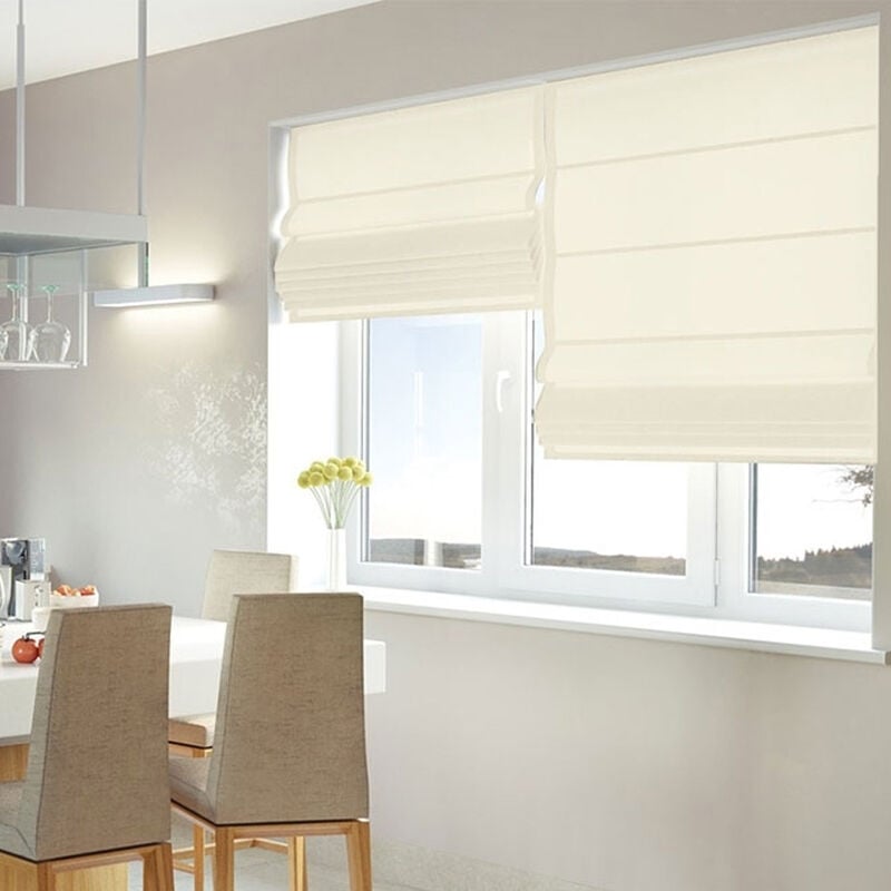 Madecostore - Store bateau tamisant fixations pitons - Ecru - L140 x H170cm