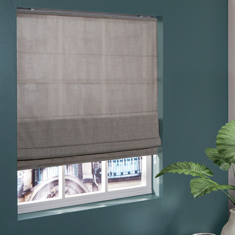 Madecostore - Store bateau tamisant chiné chambray - Gris - L160 x H160cm