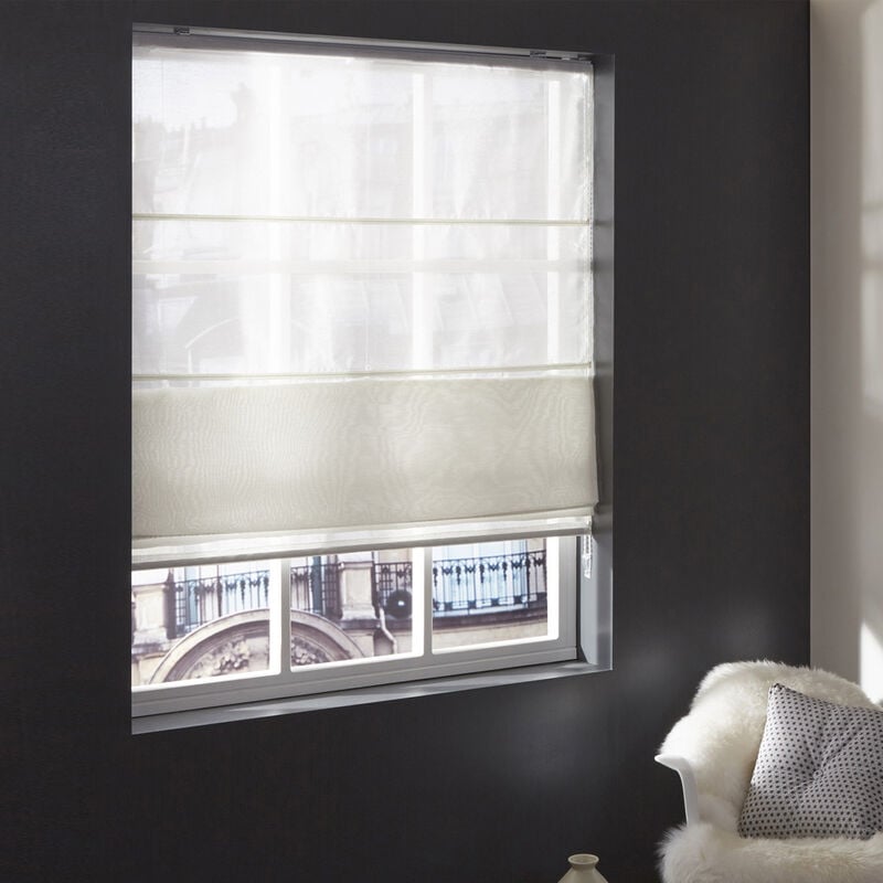 Madecostore - Store bateau tamisant lurex elfi - Blanc - L40 x H250cm