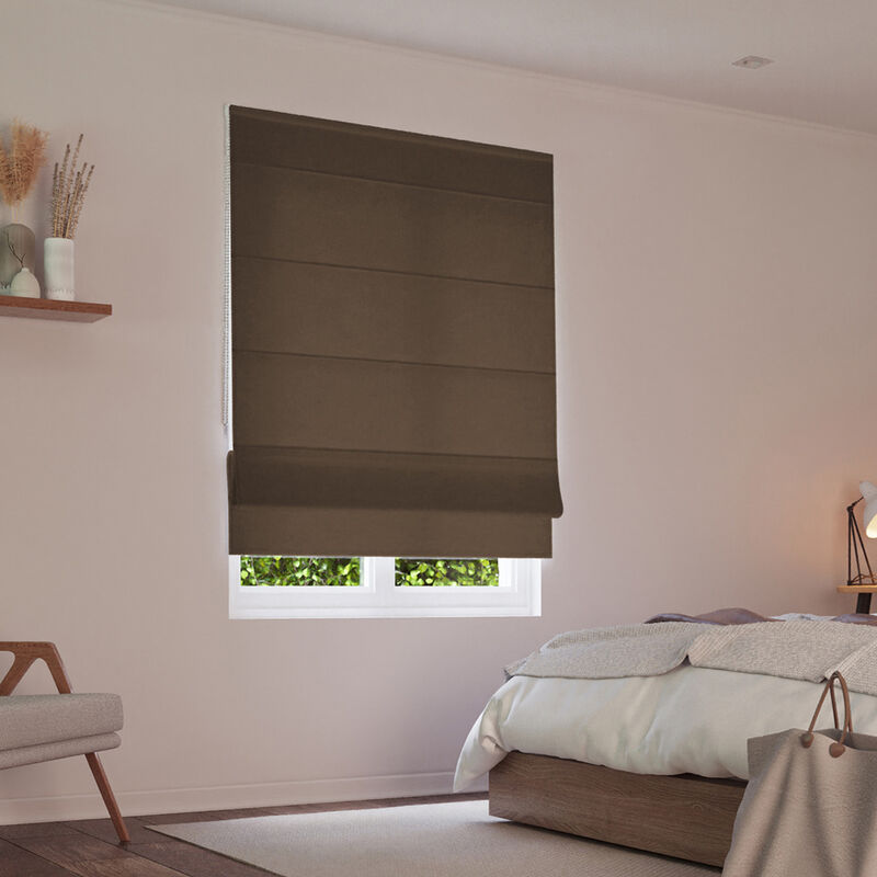 Store bateau tamisant uni luxe - Marron - L120 x H220cm