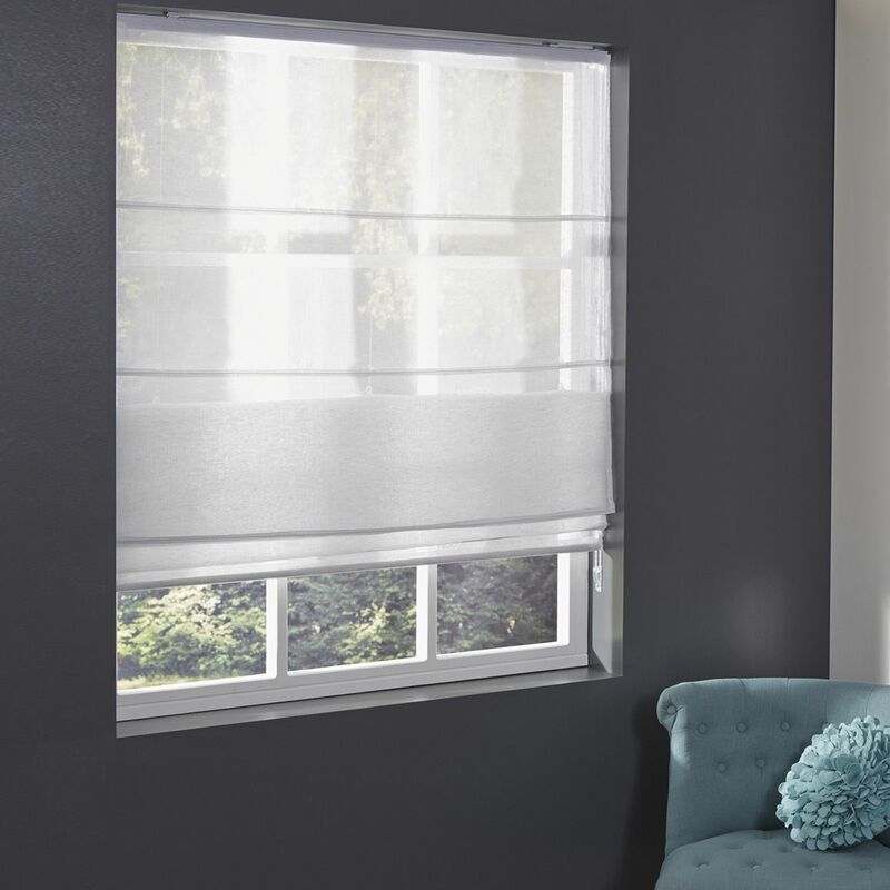 Madecostore - Store bateau voile de coton - Blanc - L120 x H250cm