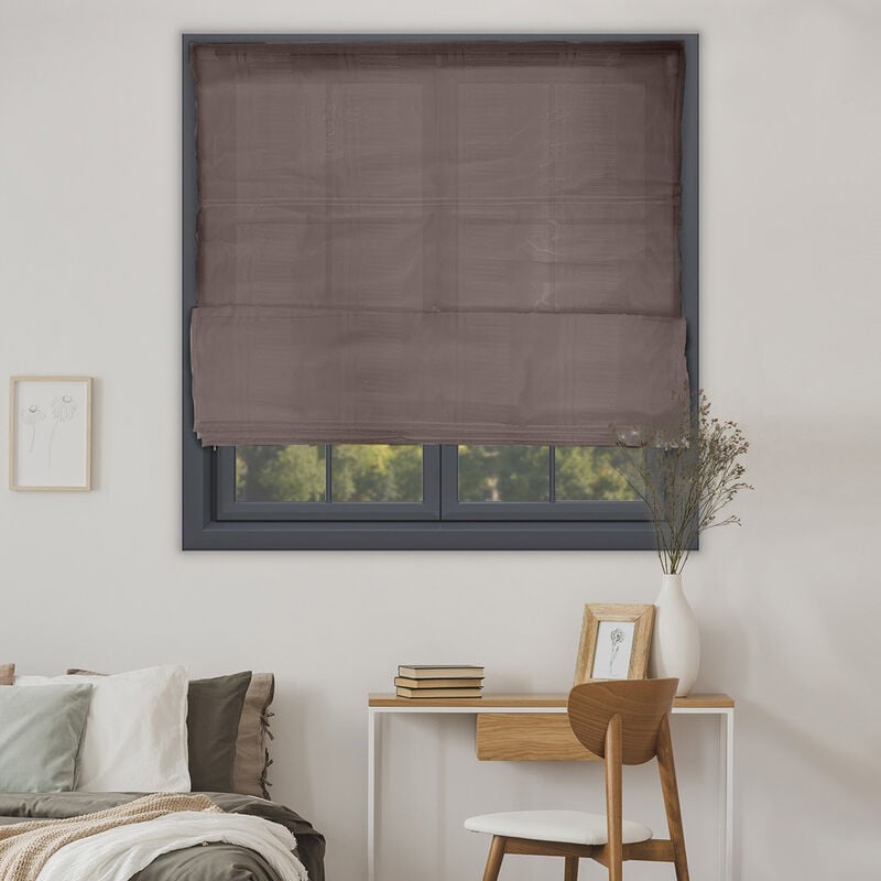 Madecostore - Store bateau voile structuré - Marron - L60 x H180cm