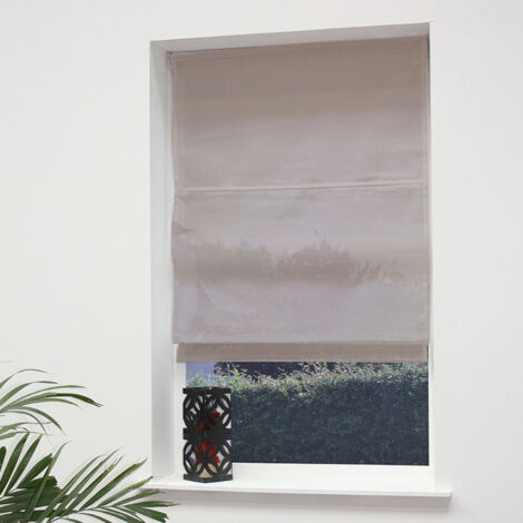 Rideau Transparent Voilage Avec Passants - Broderie Moderne, Couleur Sable - Dimensions 60x140 Cm (et Autres)