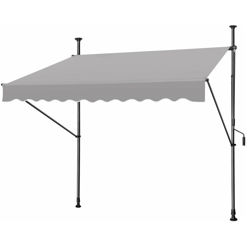 Auvent de balcon à pince 200 x 120 cm, auvent rétractable pour balcon avec manivelle, sans perçage, protection solaire, revêtement de balcon en