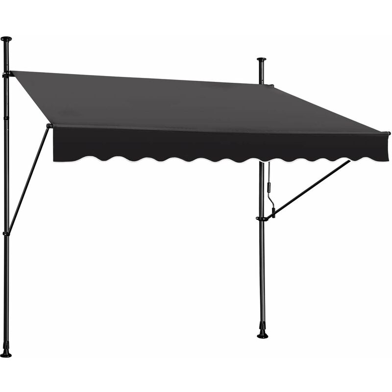 Auvent de balcon à pince 200 x 120 cm, auvent rétractable pour balcon avec manivelle, sans perçage, protection solaire, revêtement de balcon en