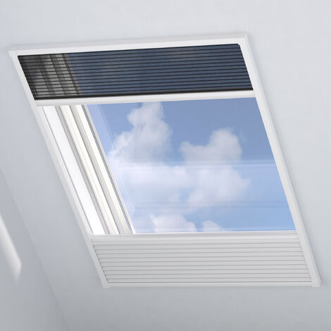 Store de fenêtre de toit plissé nid d'abeille avec moustiquaire intégrée - Blanc - L80 x H120cm - Blanc