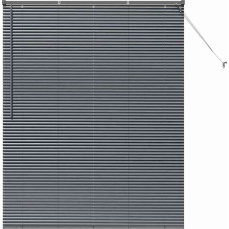 Store de Fenêtre，Store vénitien avec des rideaux Gris foncé Aluminium CFW4064892