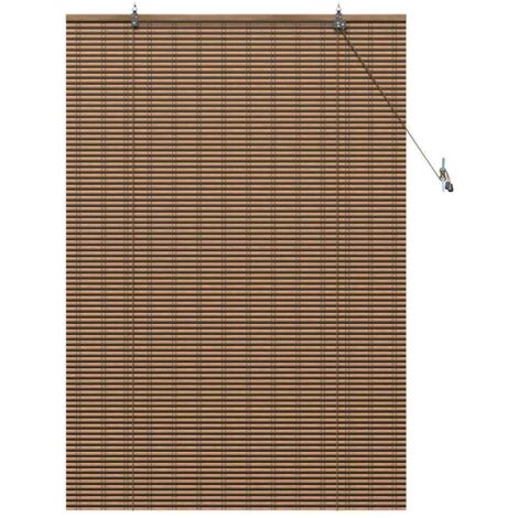 Store de Fenêtre，Store vénitien Géométrique Marron 100 x 160 cm Bambou CFW2305495