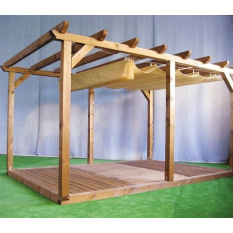 Store de pergola 2x3 Perméable (kit complet)  Couleur: Crème - Kit poulie: Oui