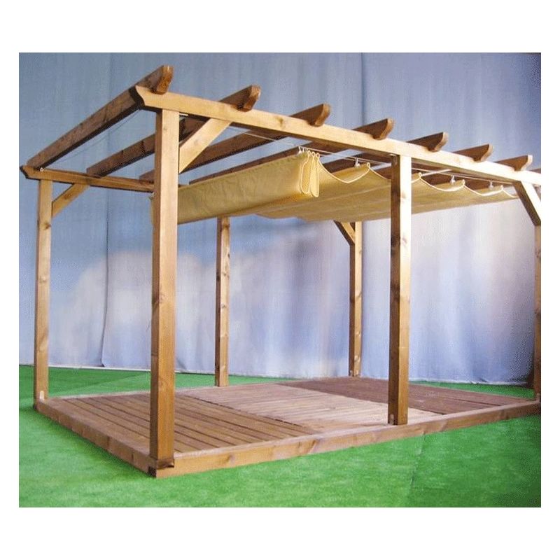 Store de pergola 3x4 Perméable (kit complet) Couleur: Terracotta - Kit poulie: Oui - Terracotta