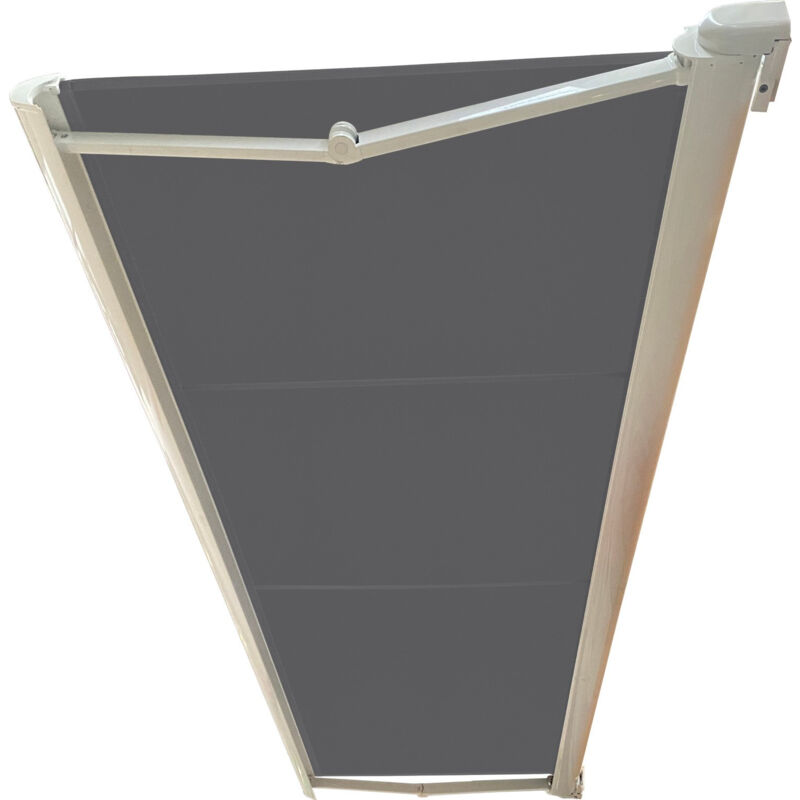 Store banne coffre integral motorise ral blanc 2 x 1,5 toile dickson® ardoise