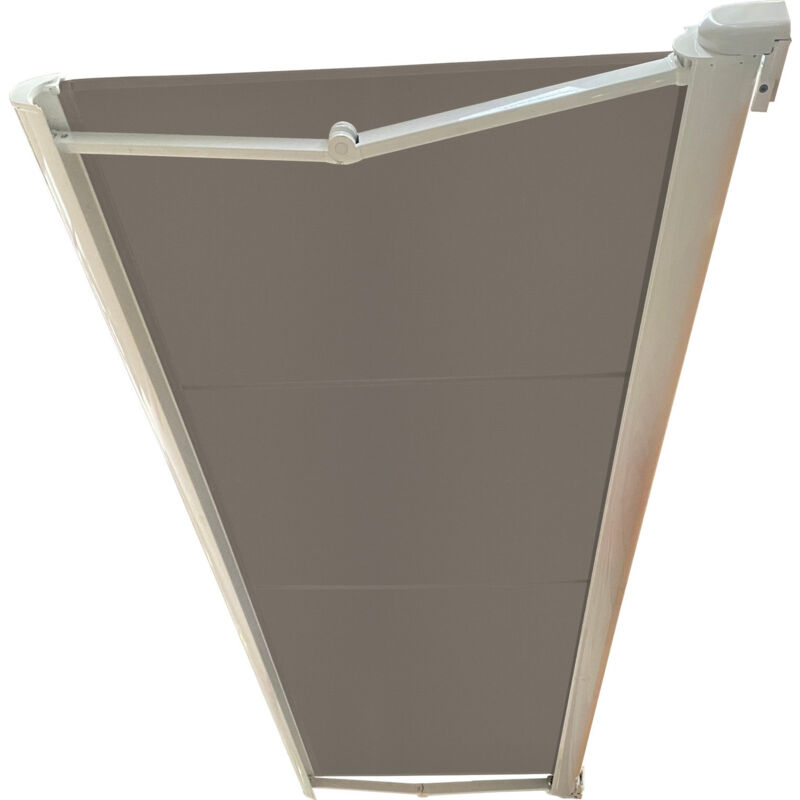 Store banne coffre integral motorise ral blanc 3,8 x 3 toile dickson® taupe