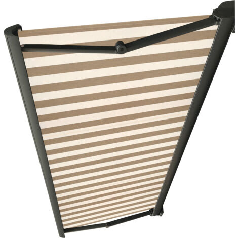 STORE DE TERRASSE COFFRE INTEGRAL MOTORISE RAL ANTHRACITE 2 X 1,5 TOILE DICKSON® CREME-BRUYERE