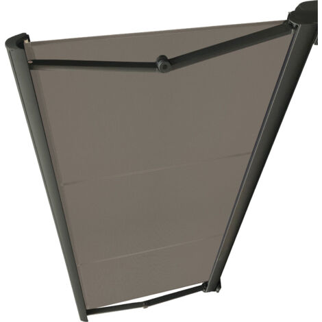 STORE DE TERRASSE COFFRE INTEGRAL MOTORISE STRUCTURE ANTHRACITE 4,5 X 3,5 TOILE DICKSON-TAUPE