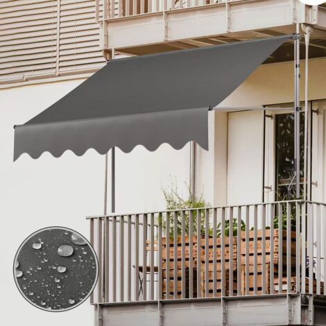 Store de terrasse, protection UV50+, imperméable et solaire, facile à installer, clips de fixation rétractables, auvent de balcon, 200 x 120 cm