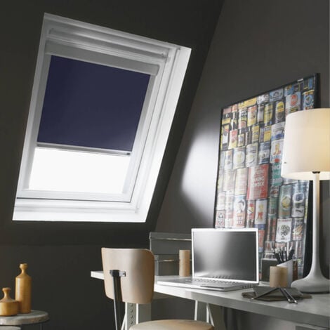 Store de toit occultant cadre alu compatible VELUX® - Bleu foncé - L38 x HC04