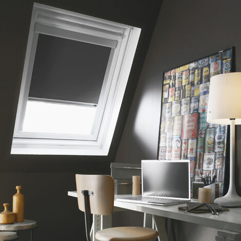 Store de toit occultant cadre alu compatible VELUX® K Gris anthracite