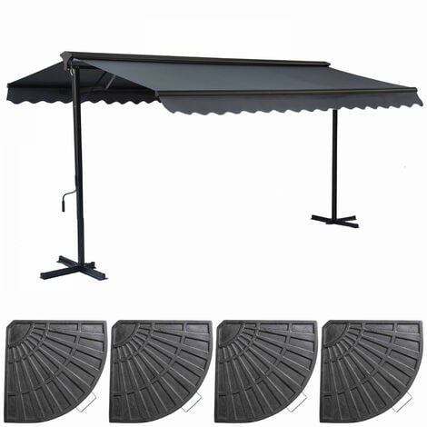 Store double pente 3 x 4m et 4 dalles lestées anthracite