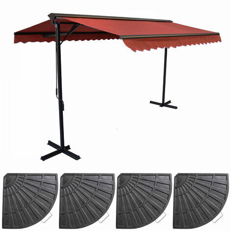 Store double pente 3 x 4m et 4 dalles lestées rouge