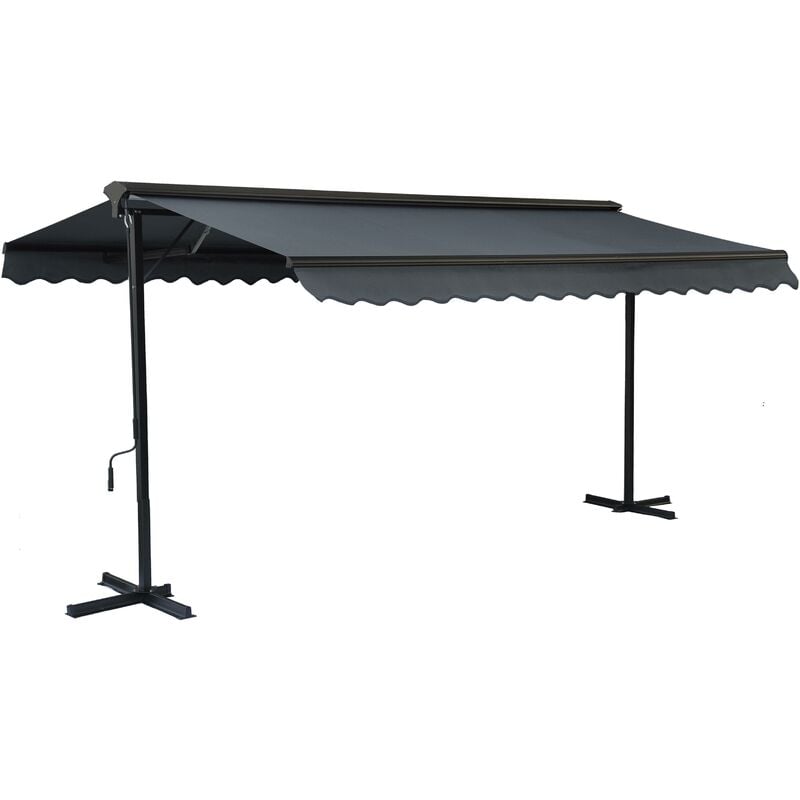 Store double pente avec coffre 3 x 4 m en aluminium gris anthracite