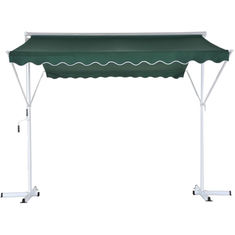 Store double pente manuel rétractable inclinaison réglable métal polyester imperméabilisé 3L x 2,95l x 2,6H m vert