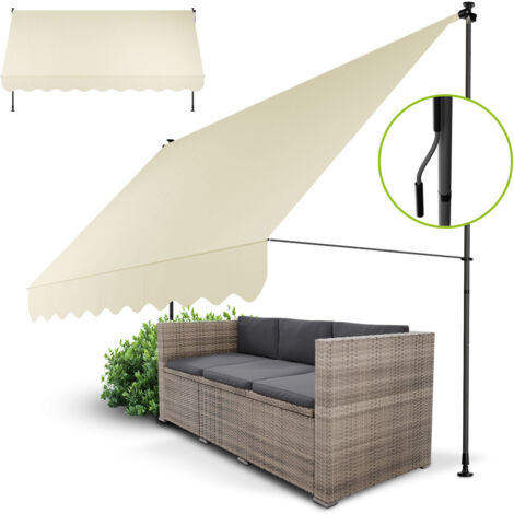 Store enrouleur à pince Juskys Cap Town - Réglable en hauteur, montage sans perçage, imperméable, résistant aux UV, vertical et diagonal - 350x120 cm, Beige