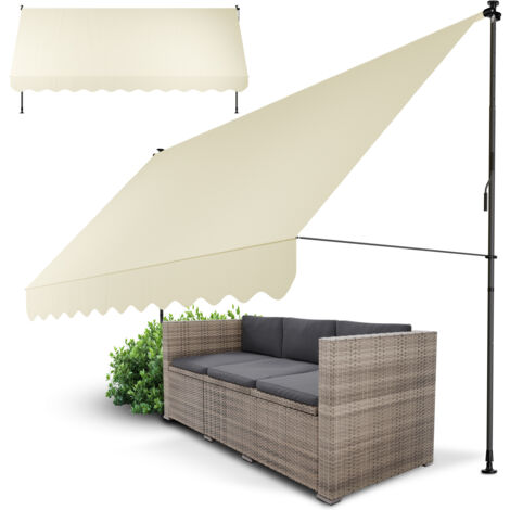 Store enrouleur à pince Juskys Cap Town - Réglable en hauteur, montage sans perçage, imperméable, résistant aux UV, vertical et diagonal - 400x120 cm, Beige