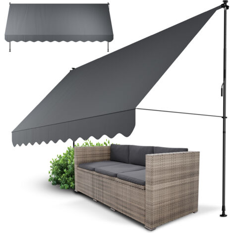 Store enrouleur à pince Juskys Cap Town - Réglable en hauteur, montage sans perçage, imperméable, résistant aux UV, vertical et diagonal - 400x120 cm, Gris