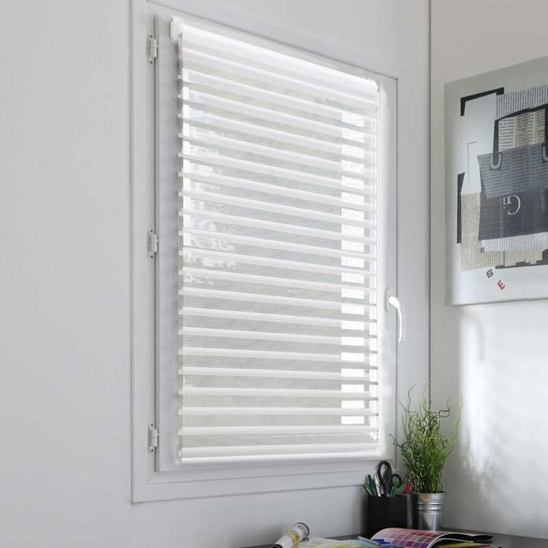 Store enrouleur jour nuit duo voile sans percer - Noir - L46 x H150cm