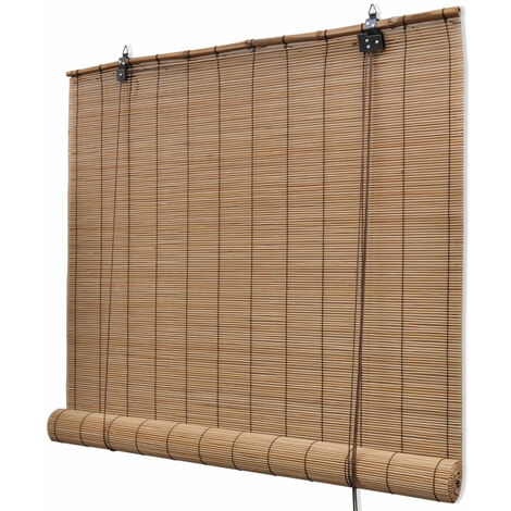 Store enrouleur bambou brun 120 x 220 cm fenêtre rideau pare-vue volet roulant - Marron