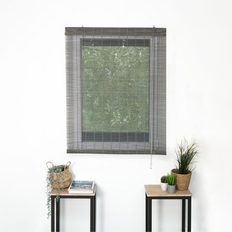 Madecostore - Roll'up bambou fins rondins pour intérieur - Marron - L80 x H180cm