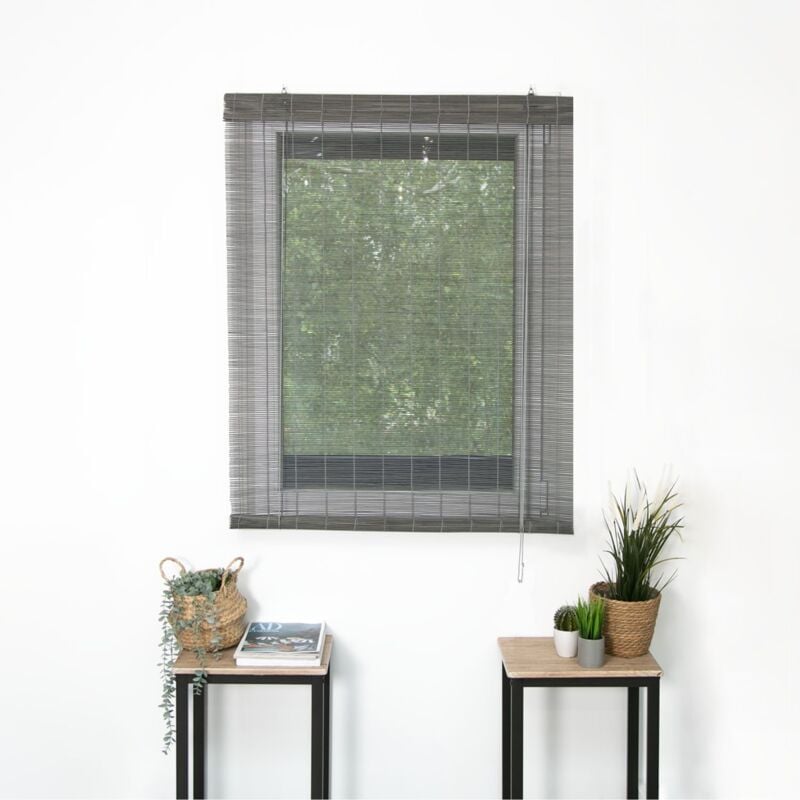 Madecostore - Roll'up bambou fins rondins pour intérieur - Marron - L120 x H180cm