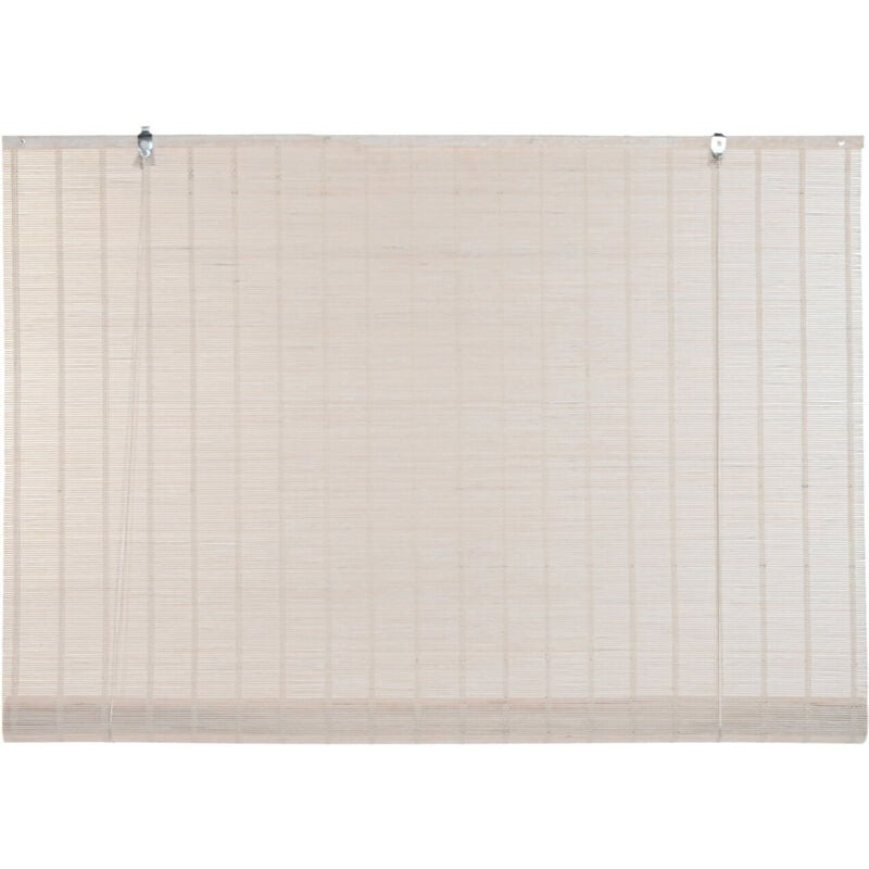 Dkd Home Decor - Store Bambou 120X2X230 Roulable Verni Blanc