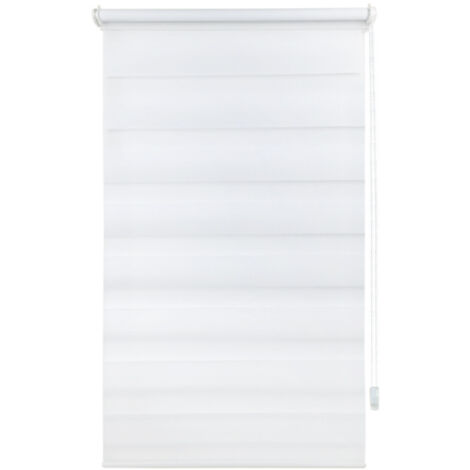 Store Enrouleur Double- Translucide & Occultant Jour Nuit Montage par Serrage sans Percer pour Fenêtre Et Porte avec Chaînette, 50 x 150 cm Blanc