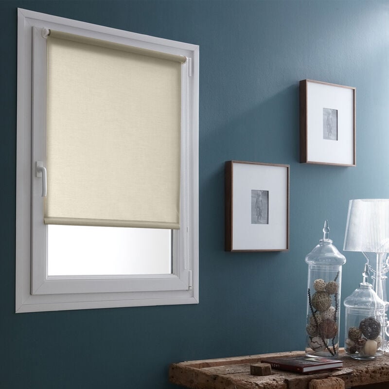 Madecostore - Store enrouleur tamisant sans percer - Blanc - L111 x H170cm