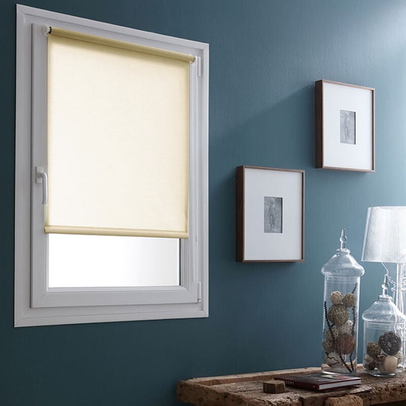 Madecostore - Store enrouleur tamisant sans percer - Blanc - L66 x H190cm