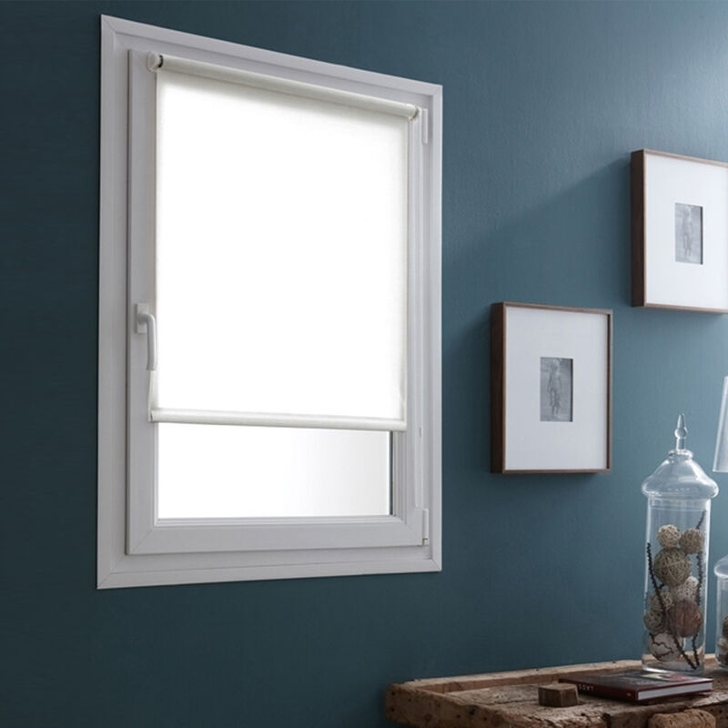 Madecostore - Store enrouleur voile blanc sans percer - Blanc - L66 x H170cm