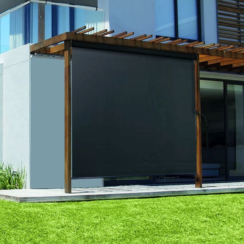 Madecostore - Store enrouleur extérieur manuel Screen - Gris anthracite - L120 x H250cm