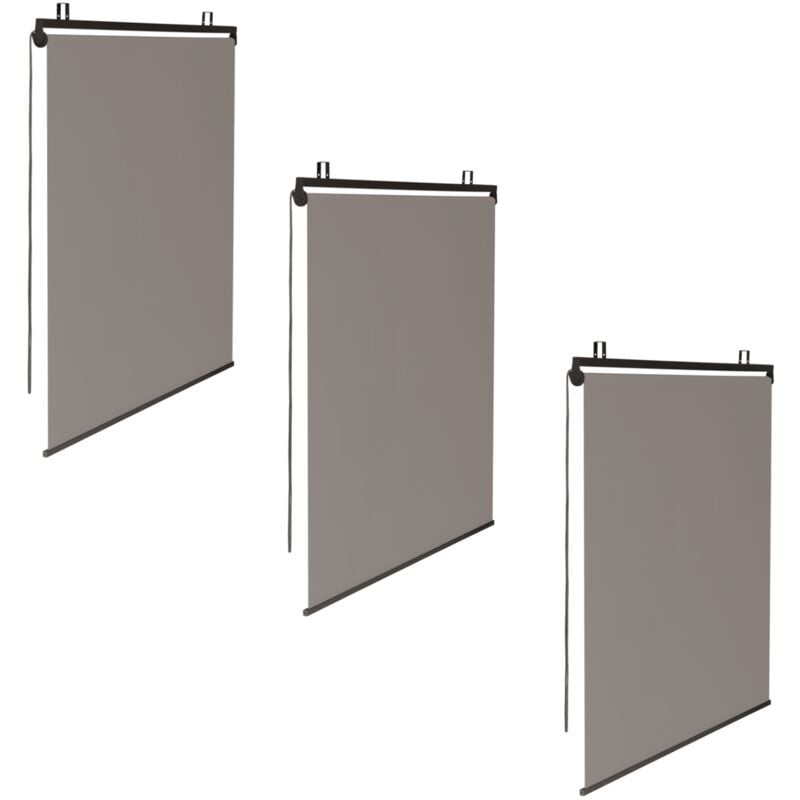 Lot de 3 stores enrouleurs L.124 x h. 225 cm pour pergola taupe