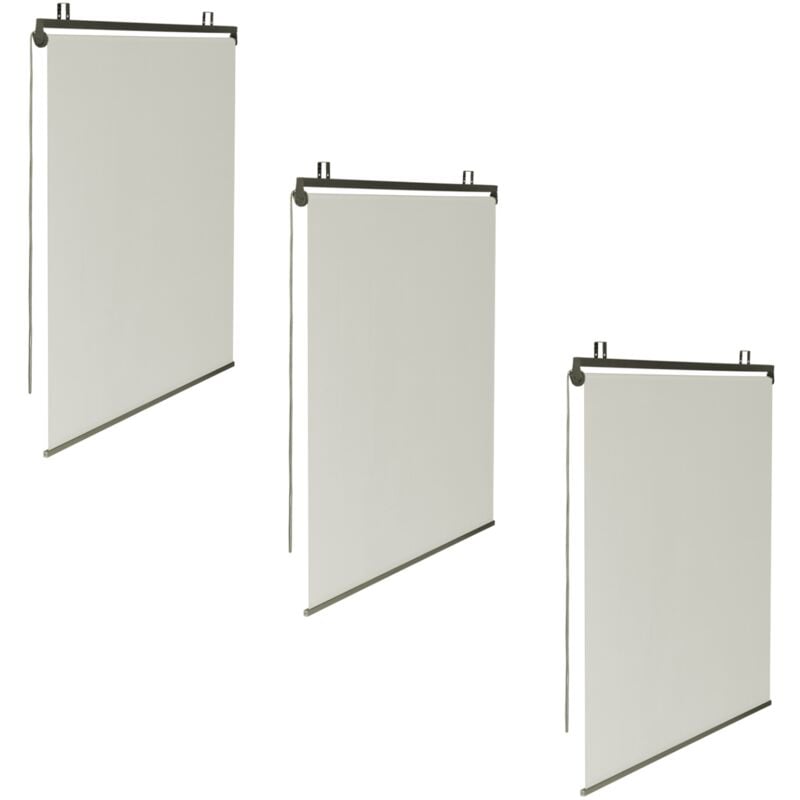 Lot de 3 stores enrouleurs L.124 x h. 225 cm pour pergola écru